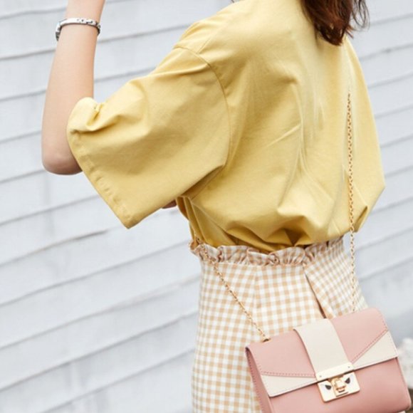 NEW PU Leather Small Fashion Slung Mobile Bag With Contrast Lock Chain - Picture 5 of 10